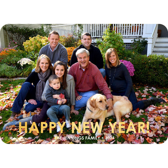 Happy New Year Gold Foil Flat Holiday Photo Cards